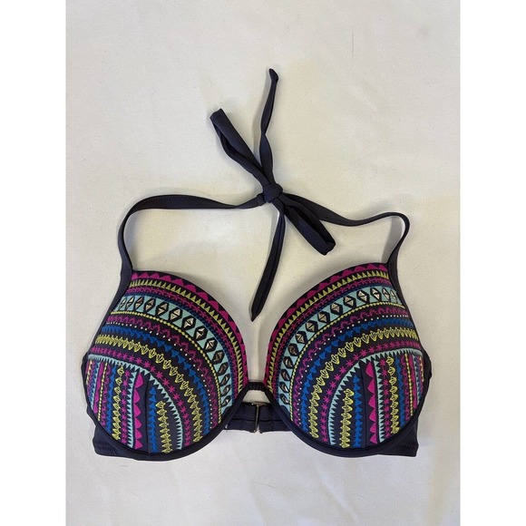 Shade & Shore Other - Shade & Shore Blue Bikini Top 34DD Halter Swim